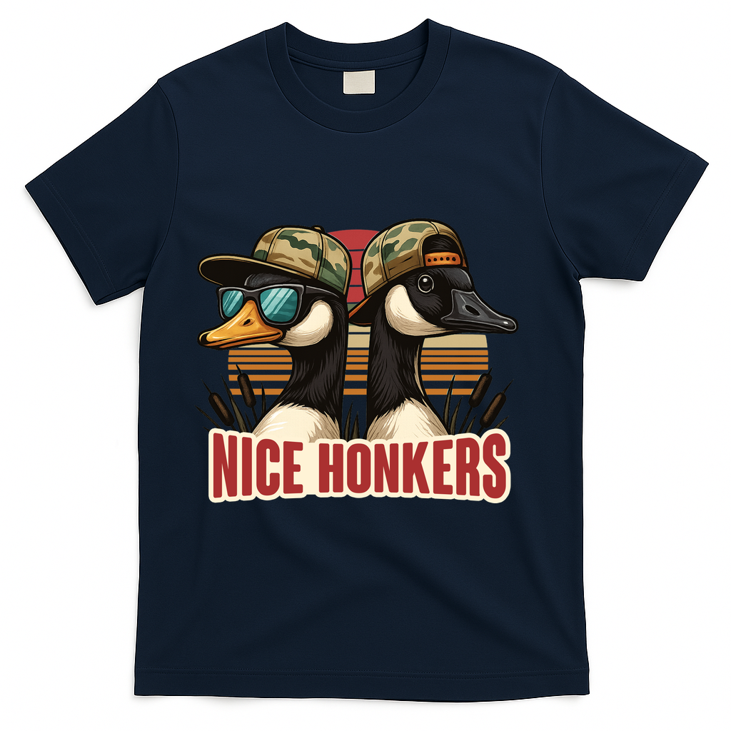 Retro Nice Honkers Fathers Day Duck Hunting T-Shirt - Navy