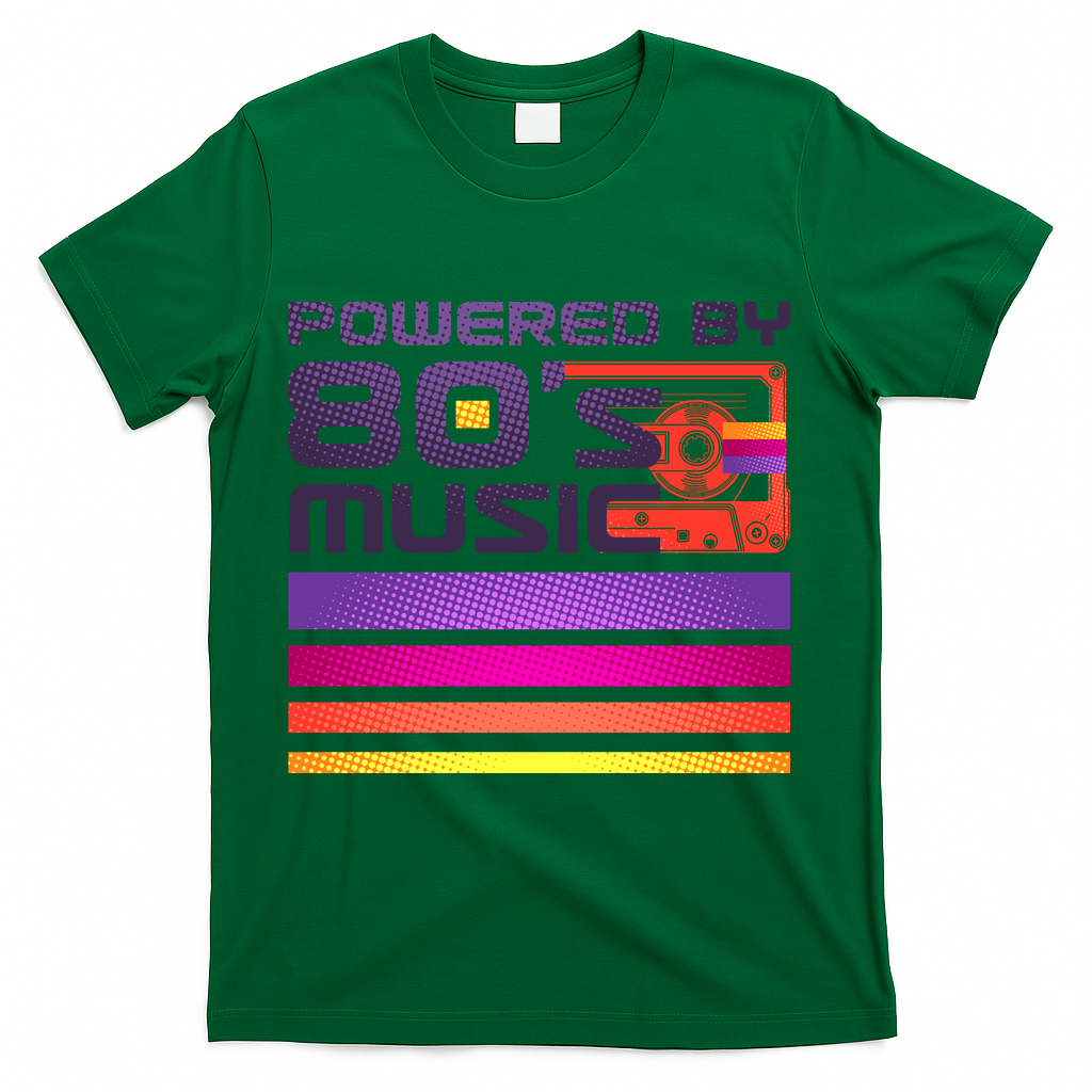 Retro Poweres By 80's Music Cassette Tape T-Shirt - Green