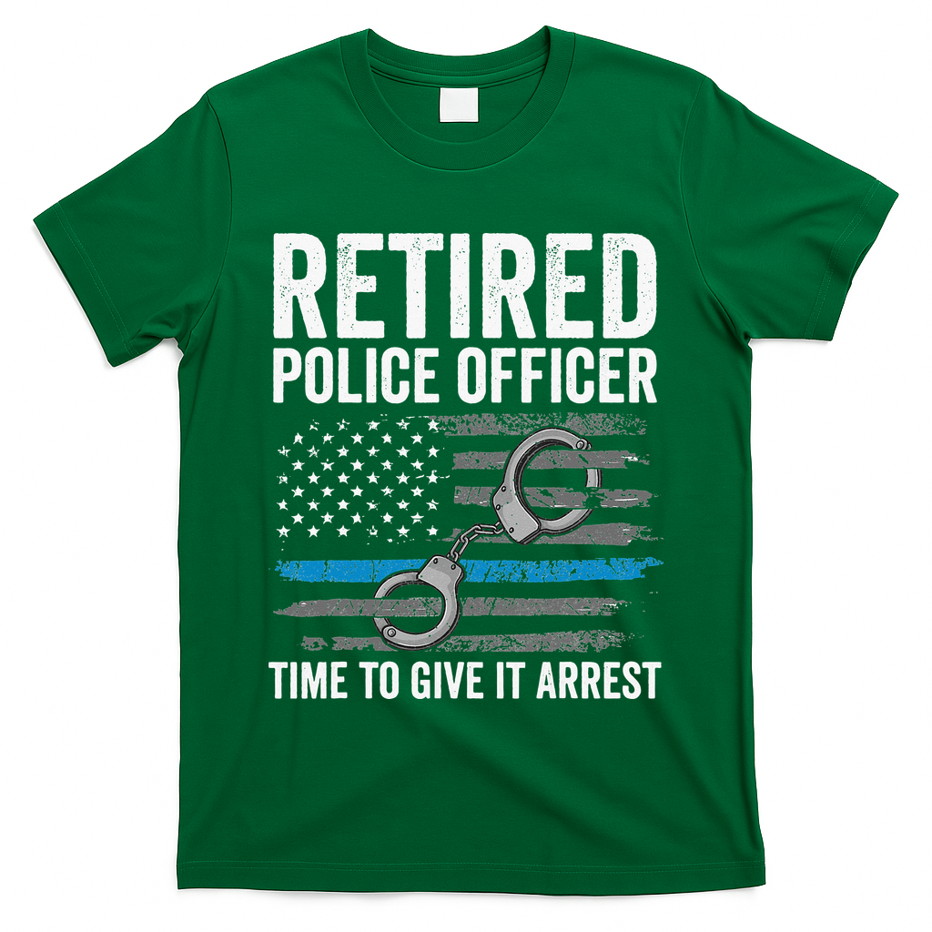 Retired Police Officer Blue Thin Line Flag Retirement T-Shirt
