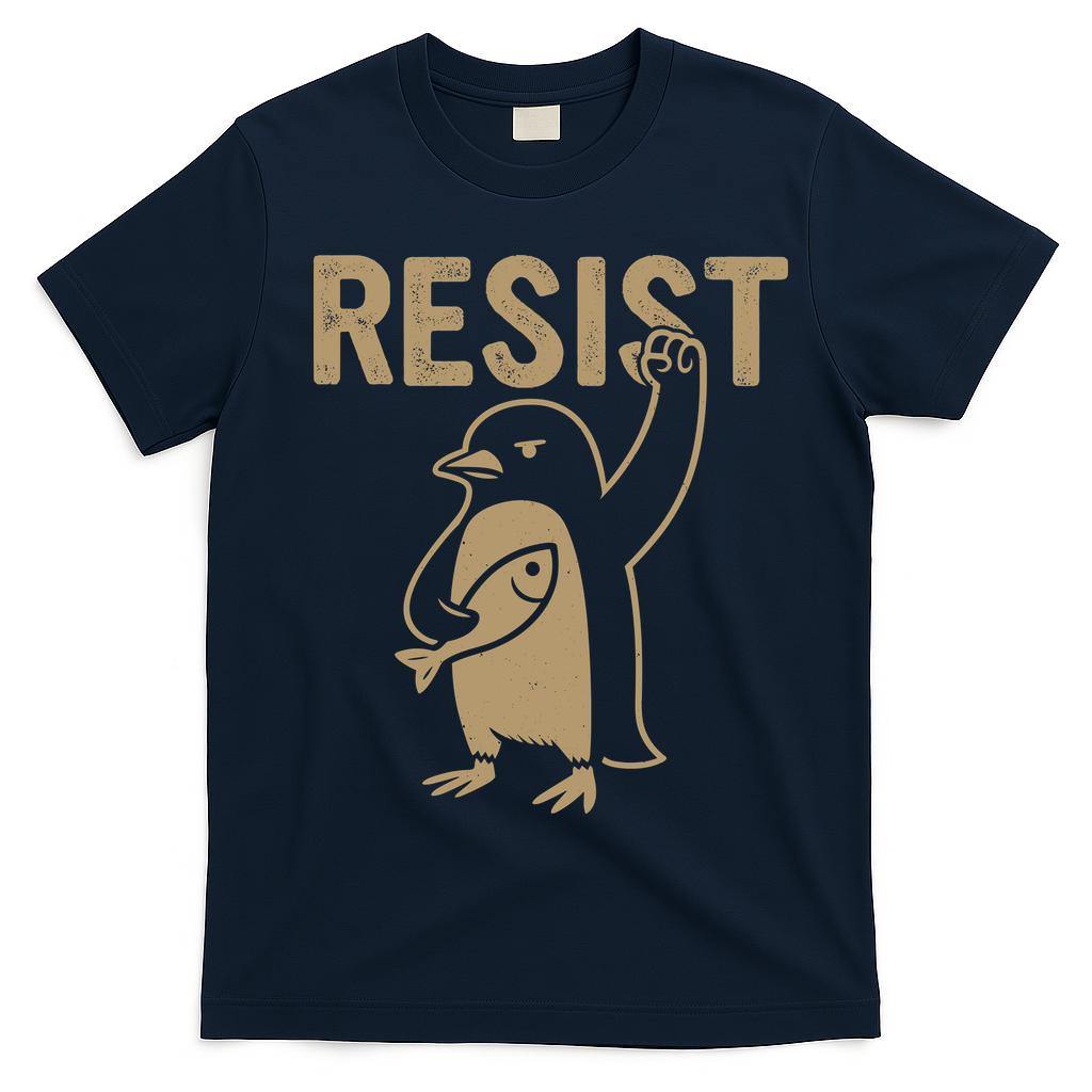 Resist Penguin T-Shirt - Navy Blue