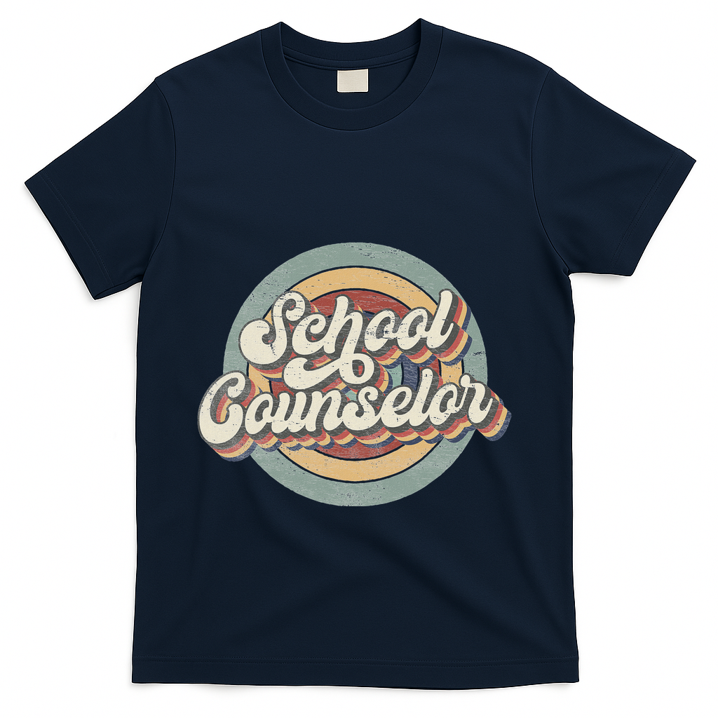 Retro School Counselor Back To School Teacher Squad Crew T-Shirt - Navy