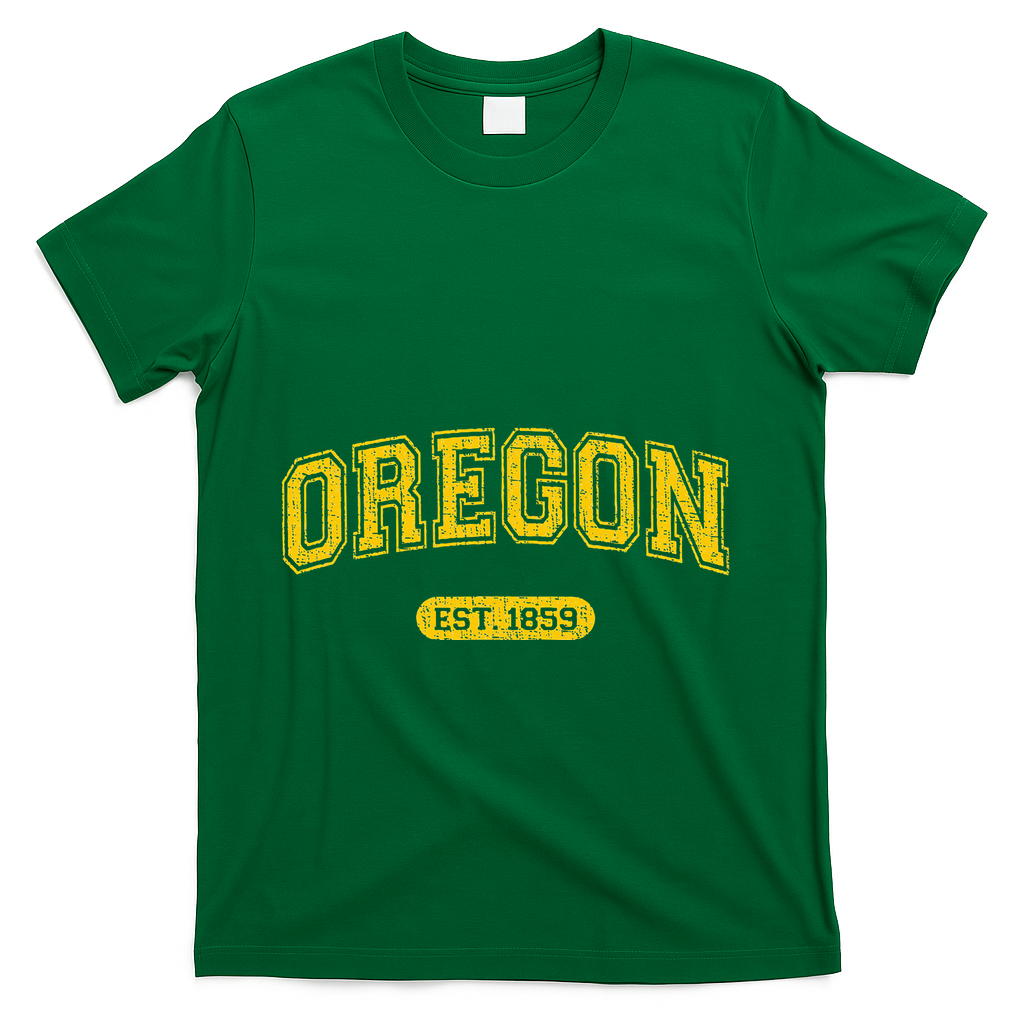 Retro Schoolstyle Oregon 1859 Distressed T-Shirt - Green