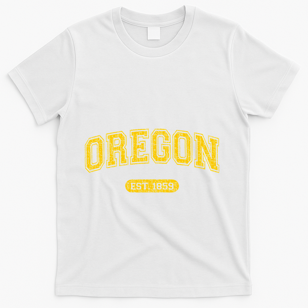 Retro Schoolstyle Oregon 1859 Distressed T-Shirt - White