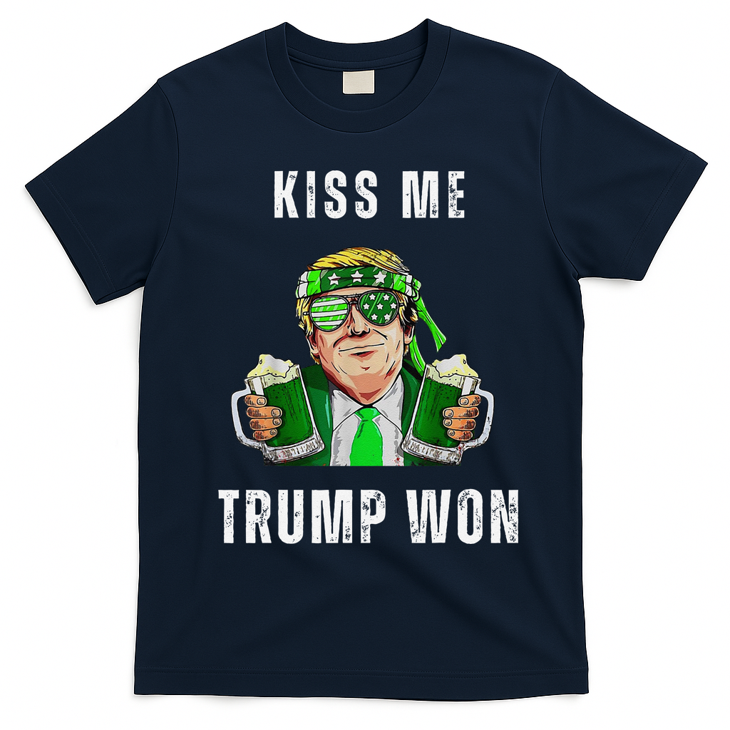 Republican St Patricks Day Kiss Me Trump Won For T-Shirt - Navy Blue