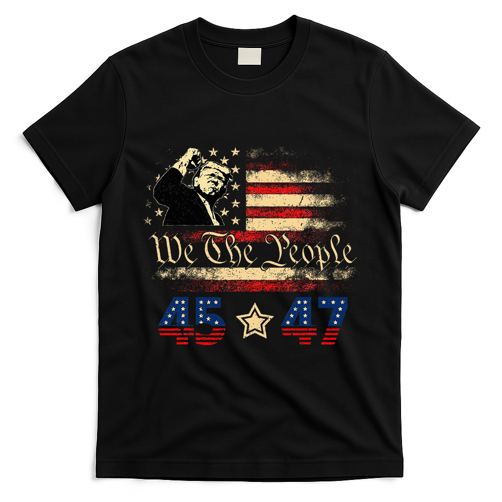 Retro Trump 45 47 Presidential Election Winner Inauguration T-Shirt - Black