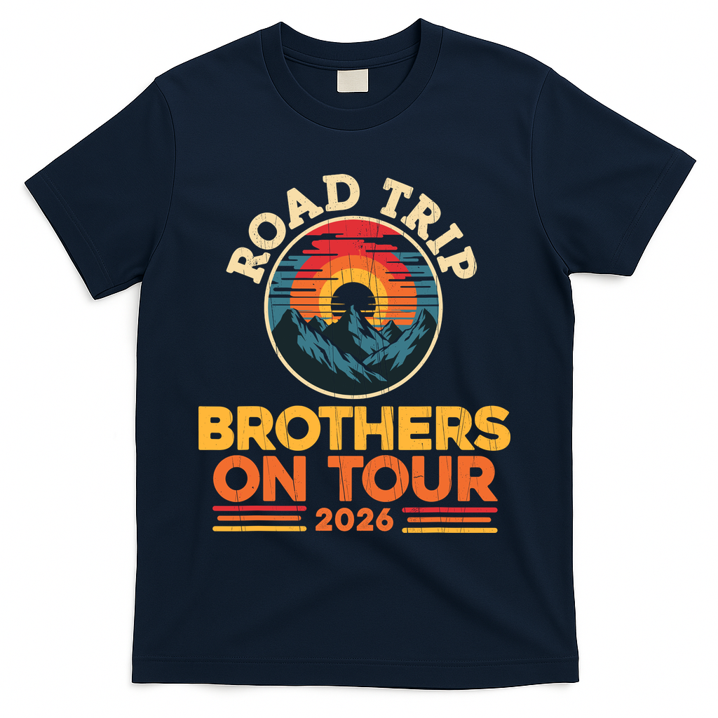 Road Trip Brothers On Tour 2026 Vacation T-Shirt - Navy