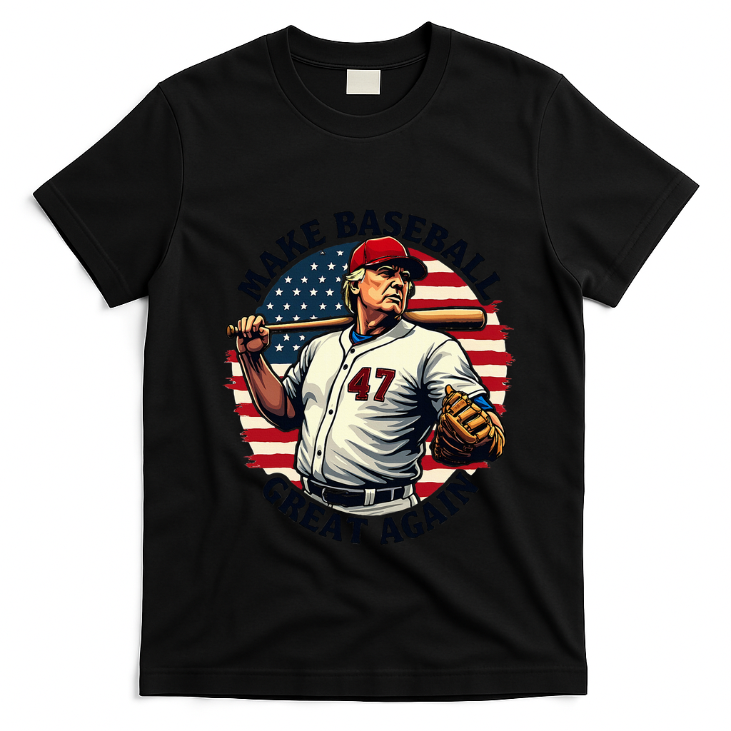 Retro Trump Baseball Jersey Make Baseball Great Again T-Shirt - Black