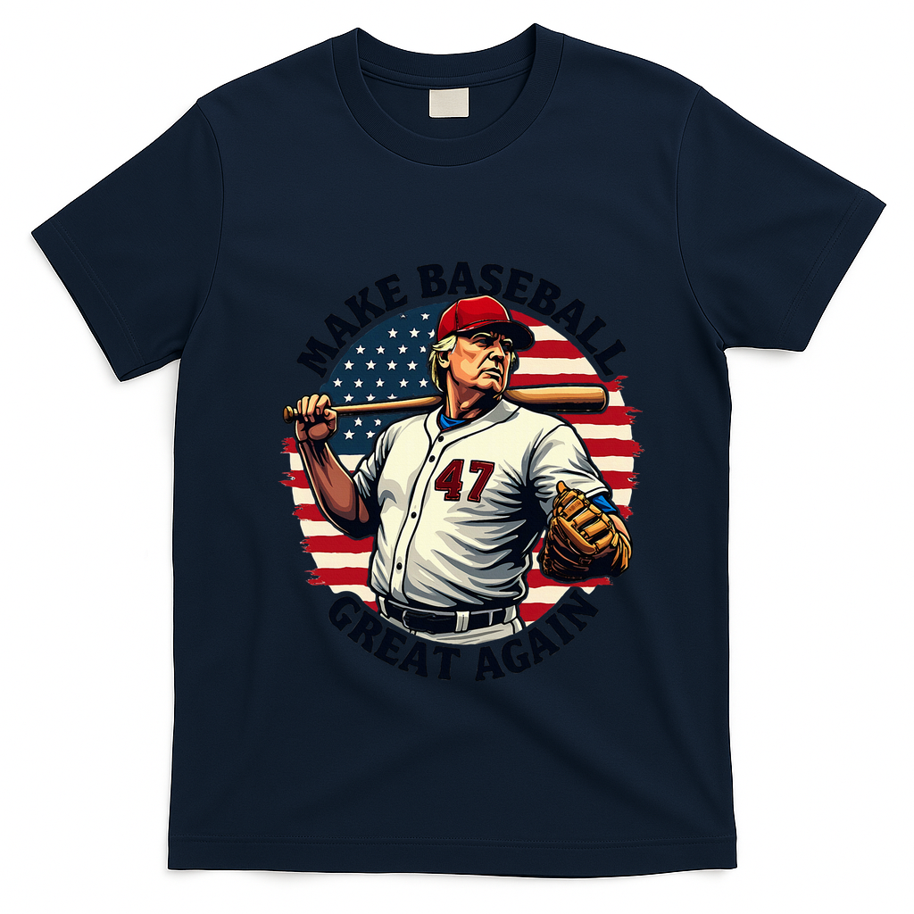 Retro Trump Baseball Jersey Make Baseball Great Again T-Shirt - Navy Blue