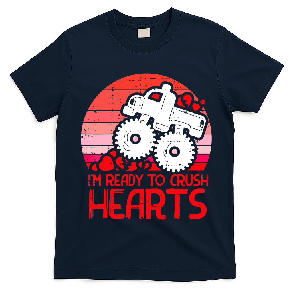 Ready To Crush Hearts Monster Truck Toddler Boys Valentine T-Shirt
