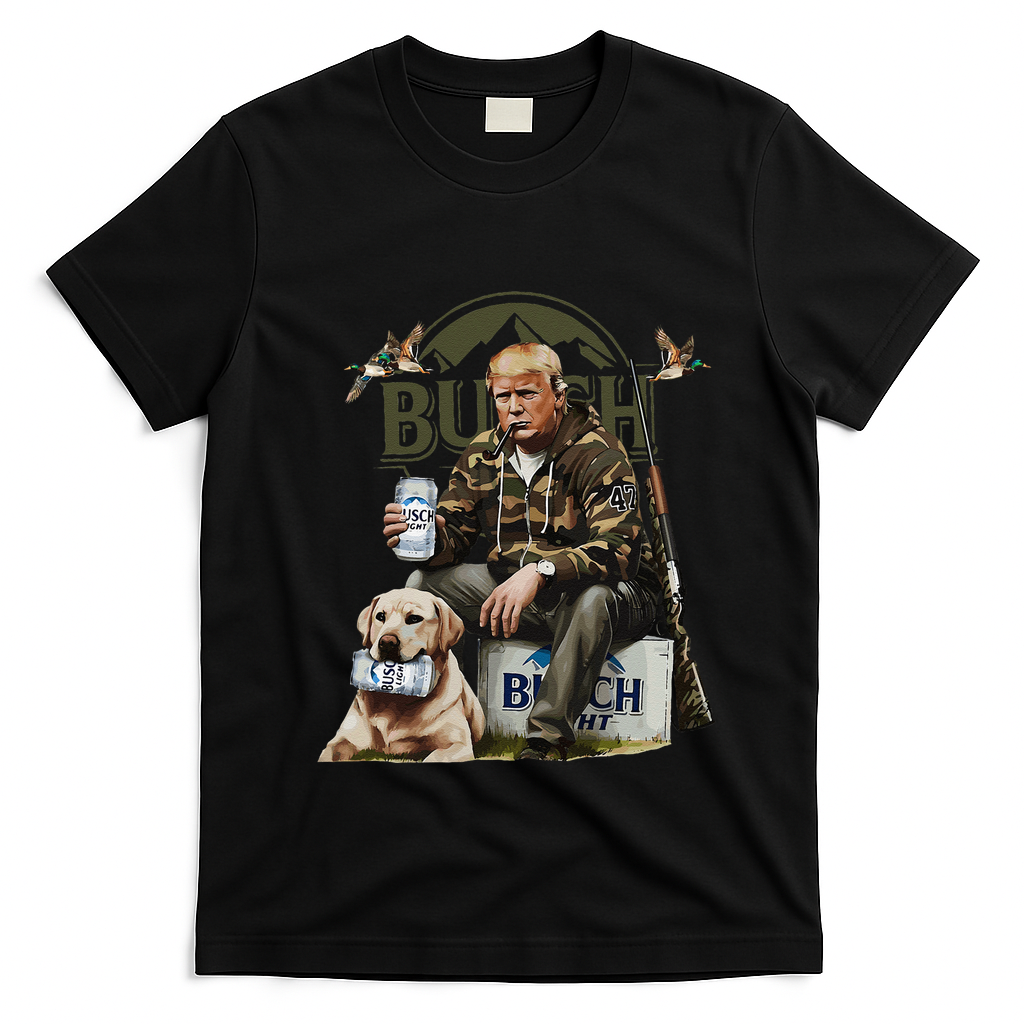 Retro Trump Hunting Deer Funny Beer Drinking Beer Hunting T-Shirt - Black