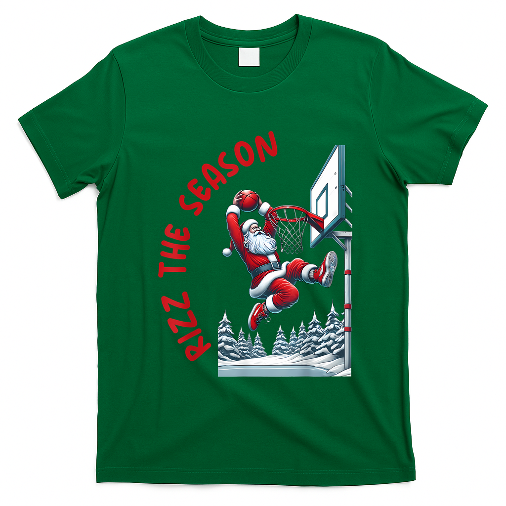 Rizz The Season Santa Claus Basketball Funny Christmas T-Shirt - Irish Green