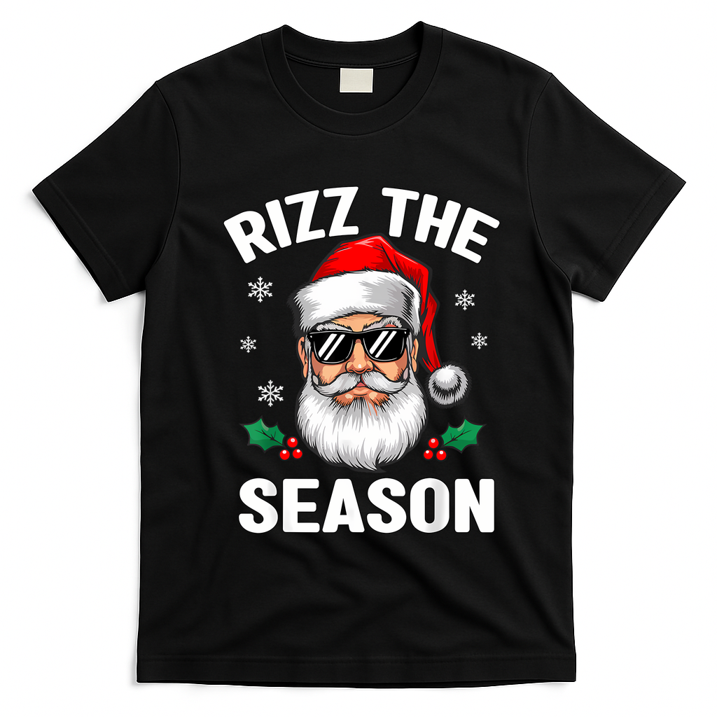 Rizz The Season Santa Funny Christmas T-Shirt - Black