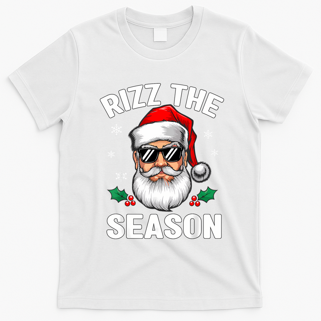 Rizz The Season Santa Funny Christmas T-Shirt - White