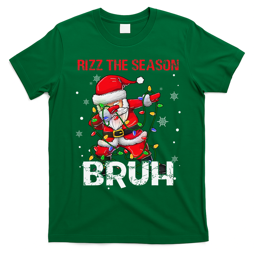 Rizz The Season Bruh Christmas Rizzmas Santa Claus Rizzler T-Shirt - Irish Green