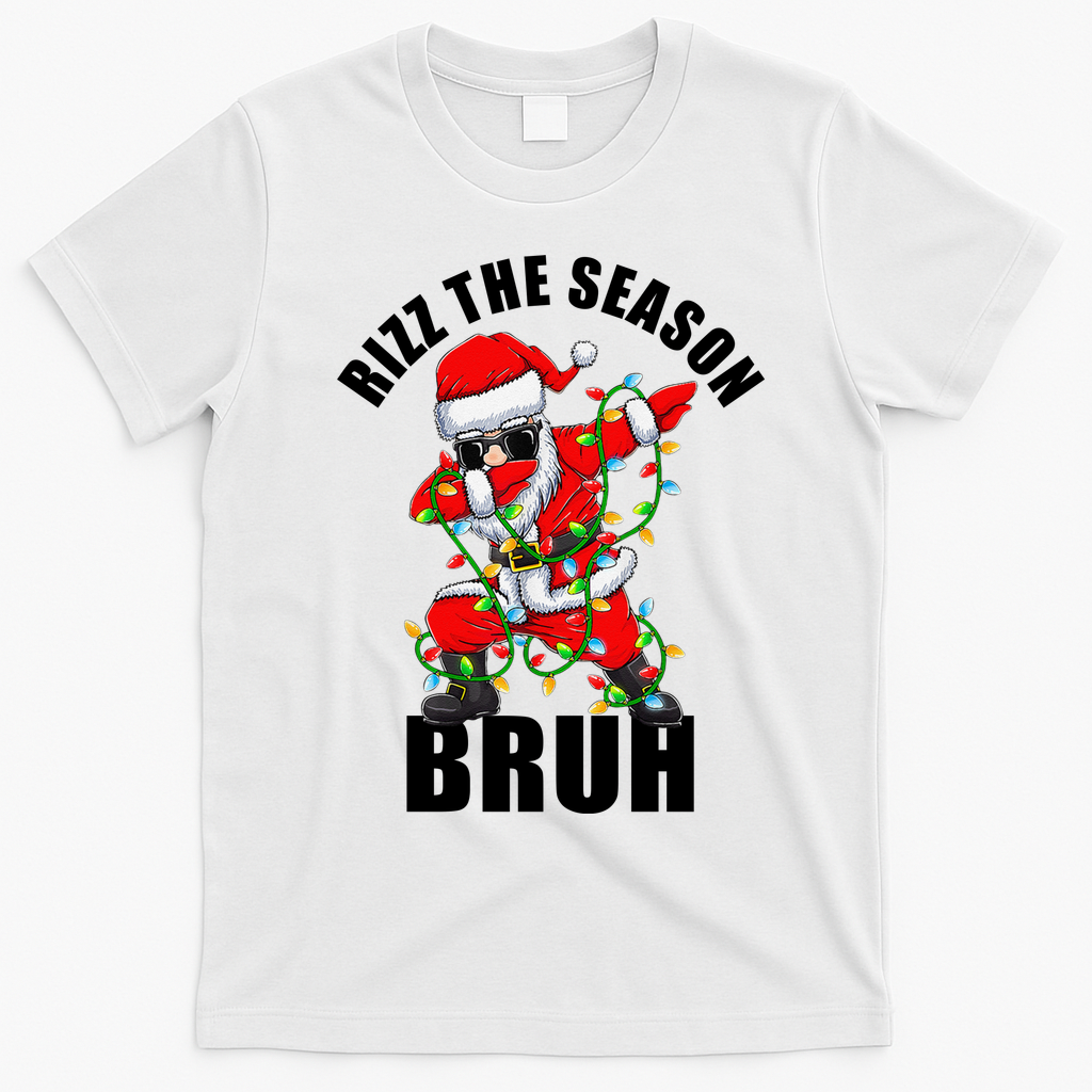 Rizz The Season Bruh Christmas Rizzmas Santa Claus T-Shirt - White