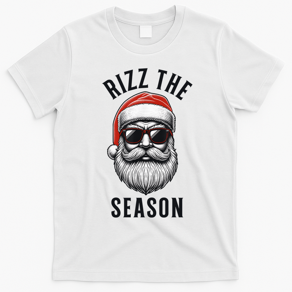Rizz The Season Christmas Funny Santa T-Shirt - White