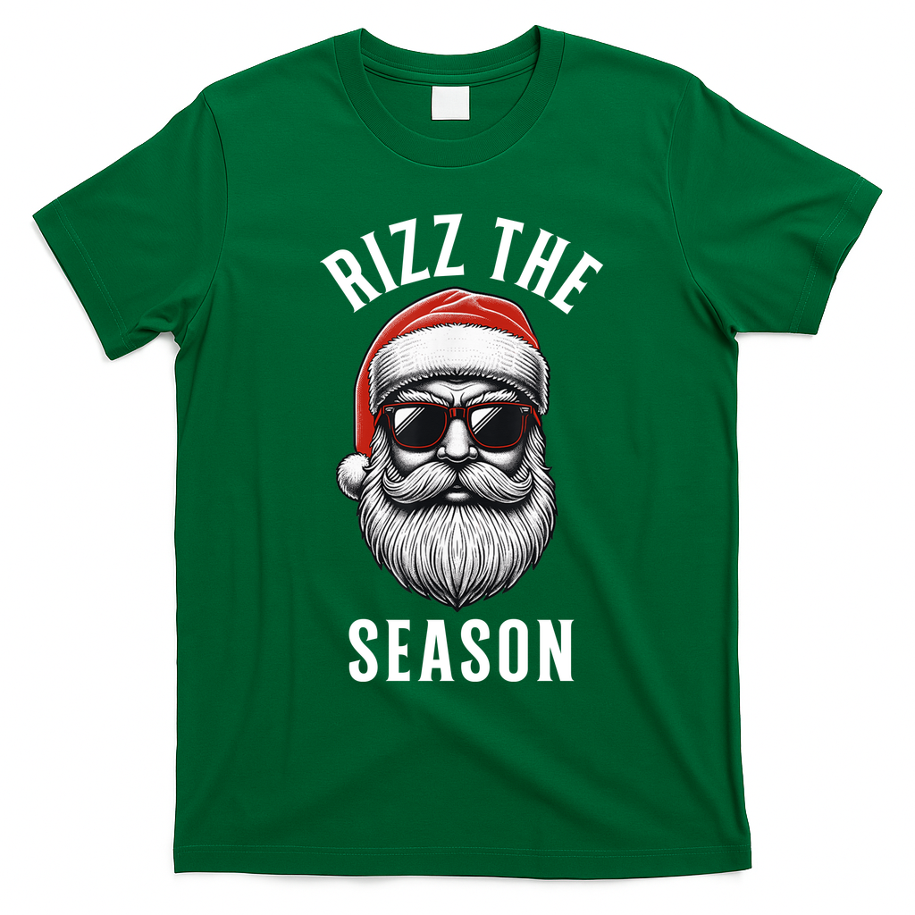 Rizz The Season Silly Christmas Funny Santa T-Shirt - Irish Green