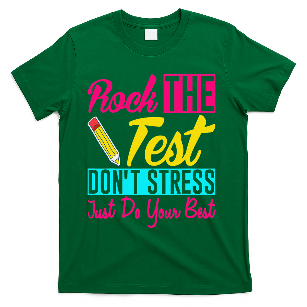 Rock The Test Dont Stress Just Do Your Best Testing Day T-Shirt - Green