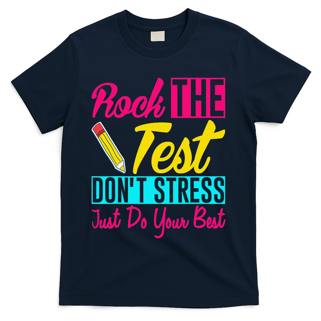 Rock The Test Dont Stress Just Do Your Best Testing Day T-Shirt - Navy