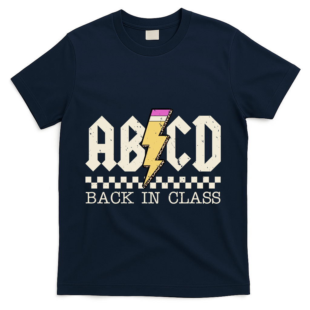 Retro Teacher Tour Abcd Back To School Classic Rock T-Shirt - Navy