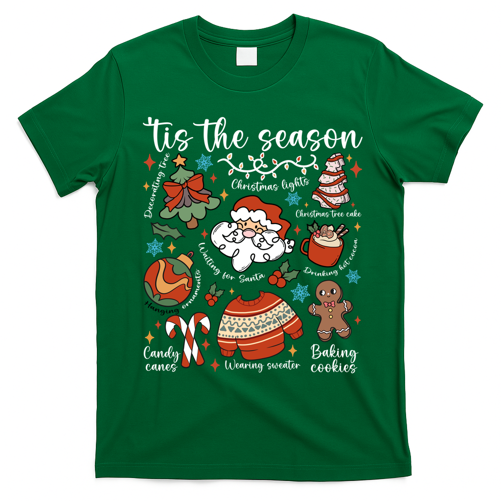 Retro Ugly Christmas Doodles Funny T-Shirt - Irish Green