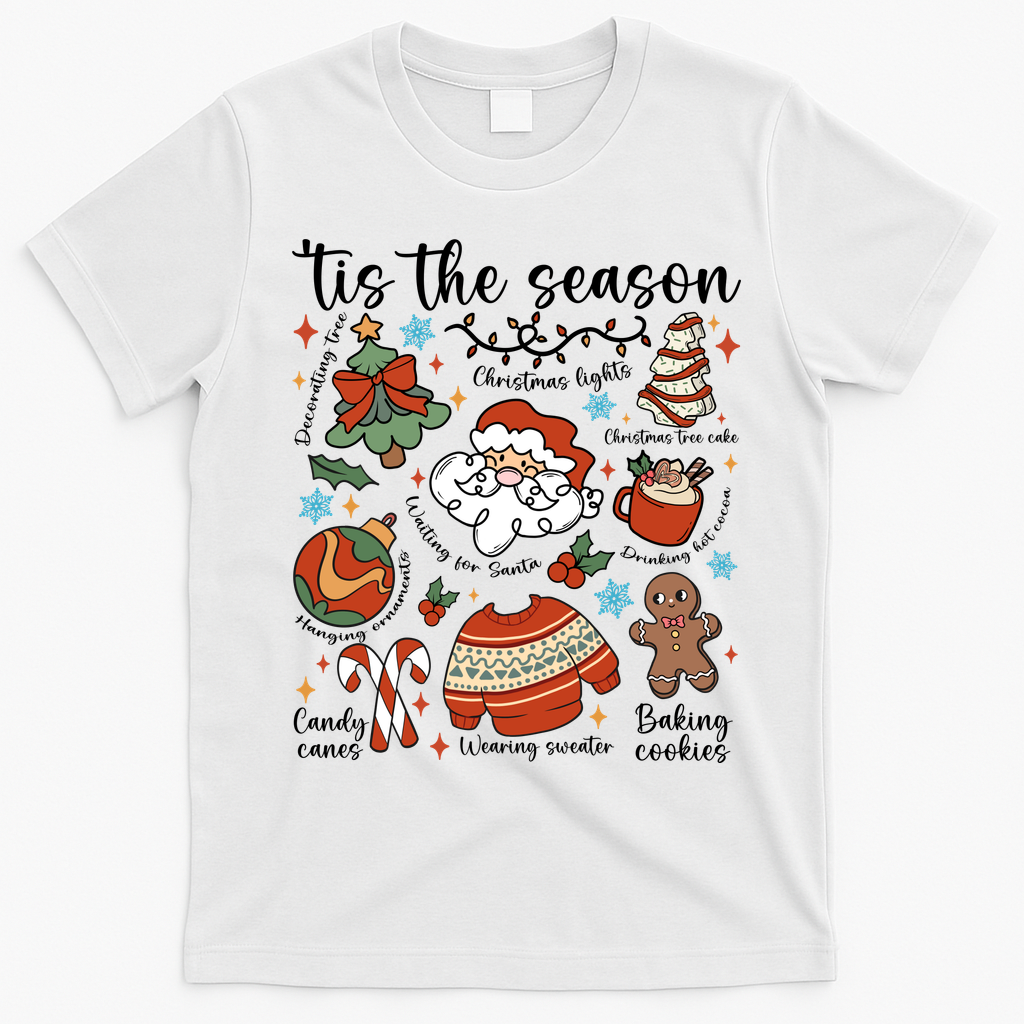 Retro Ugly Christmas Doodles Funny T-Shirt - White