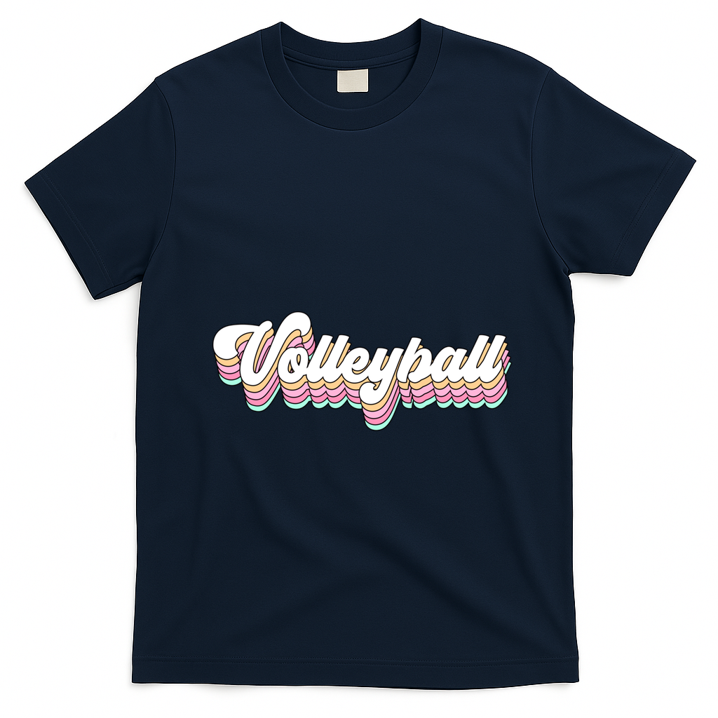 Retro Volleyball Pastel Aesthetic N Groovy Gift T-Shirt - Navy Blue