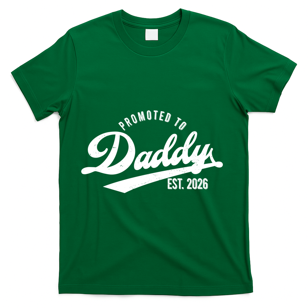 Retro Vintage Promoted To Daddy EST 2026 New Father T-Shirt - Green