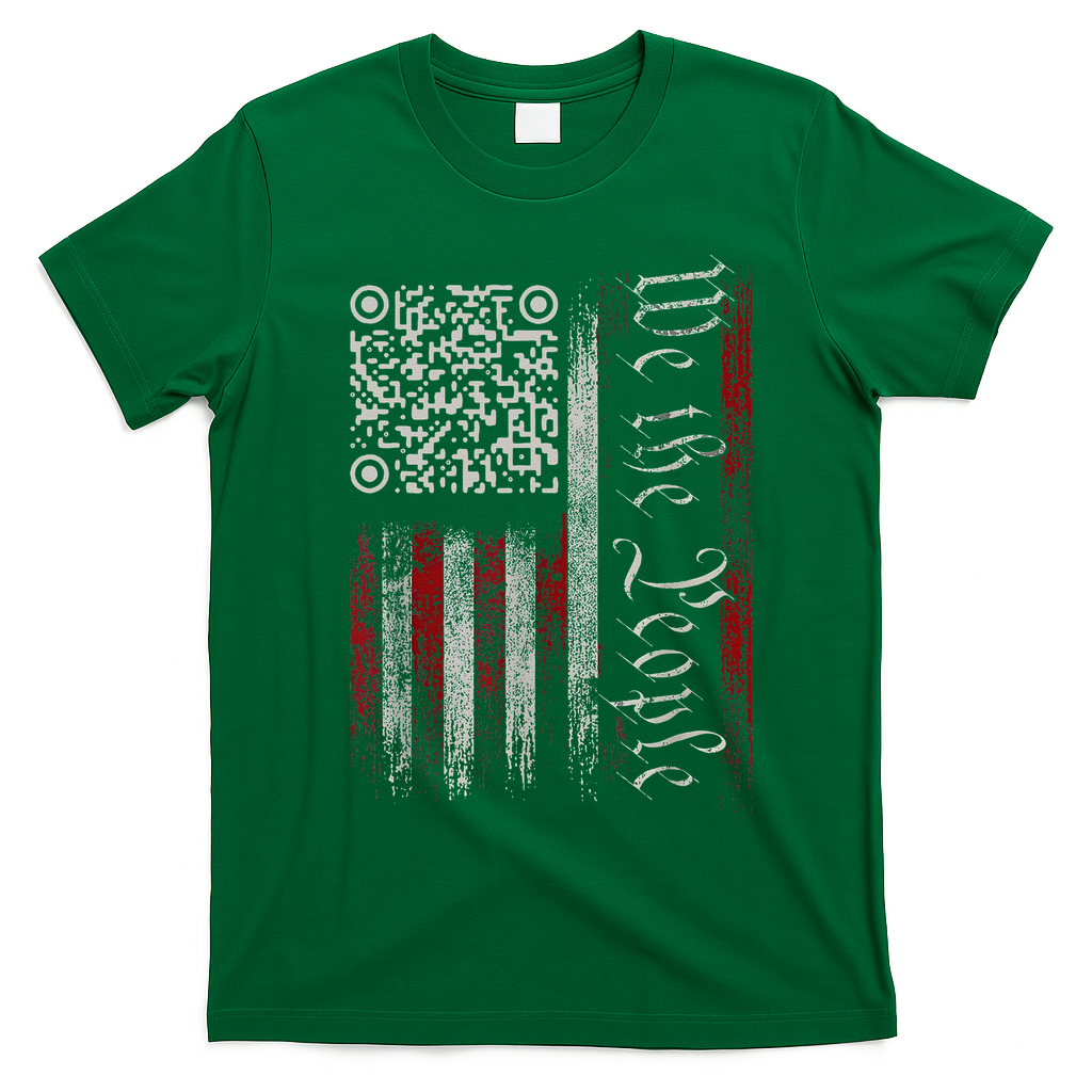 Retro Vintage Qr American Flag Funny Trump Dance Code T-Shirt - Irish Green