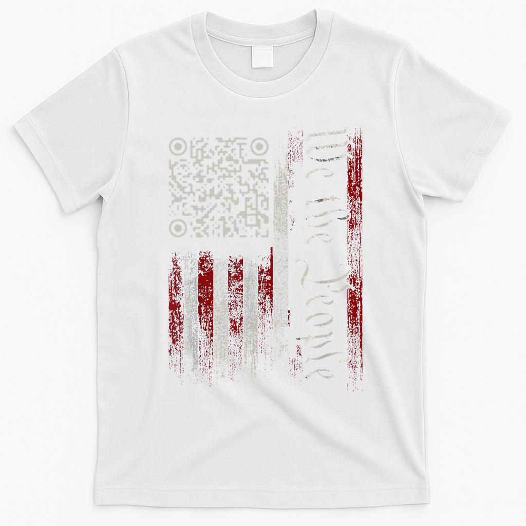 Retro Vintage Qr American Flag Funny Trump Dance Code T-Shirt - White