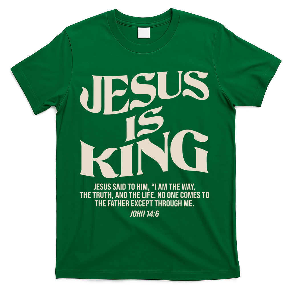Retro Vintage Style Jesus Is King John 14:6 T-Shirt - Green