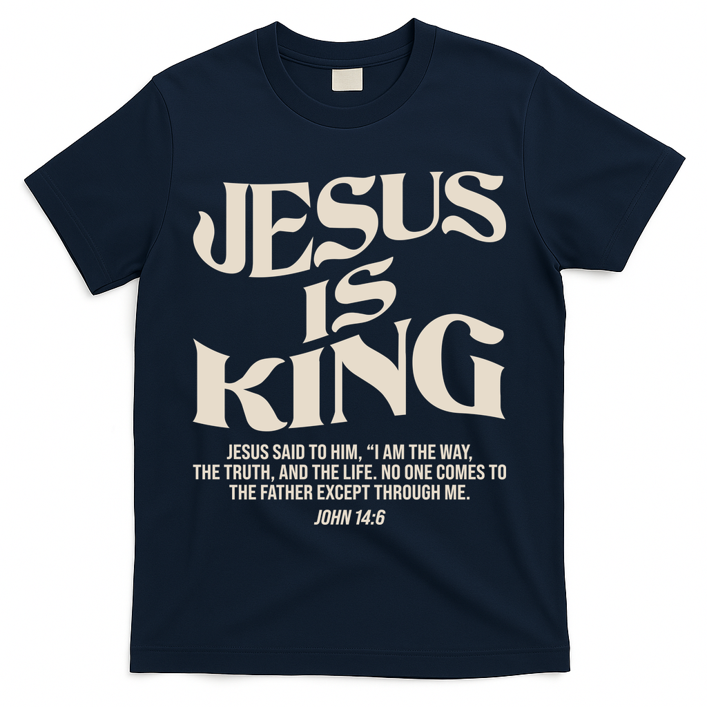 Retro Vintage Style Jesus Is King John 14:6 T-Shirt - Navy