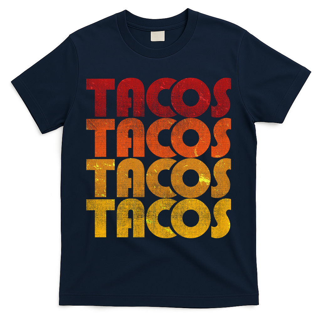 Retro Vintage Tacos T-Shirt - Navy