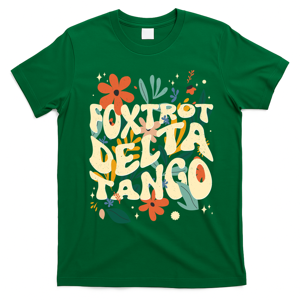 Retro VintageFlowers Vintage Foxtrot Delta Tango T-Shirt - Irish Green