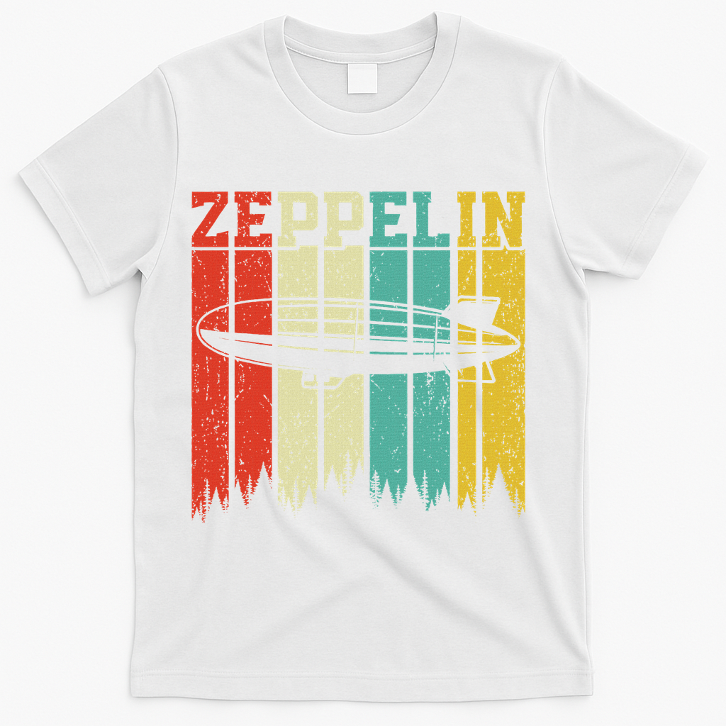 Retro Zeppelin 70s 80s Dirigible Airship Zepelin Zepplin T-Shirt - White