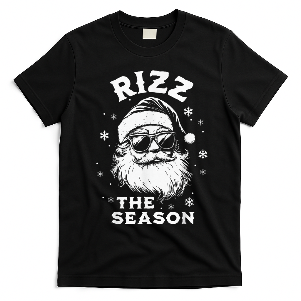 Riz Z The Season Santa Claus Riz Z Mas Funny B.O.Y.S Christmas T-Shirt - Black