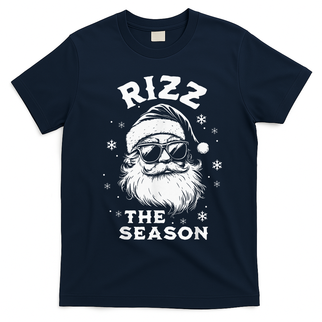Riz Z The Season Santa Claus Riz Z Mas Funny B.O.Y.S Christmas T-Shirt - Navy Blue