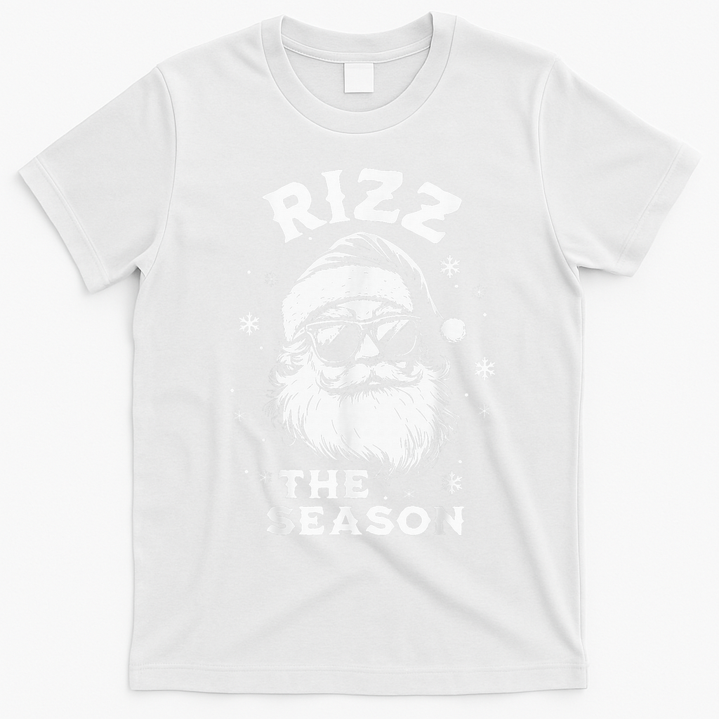 Riz Z The Season Santa Claus Riz Z Mas Funny B.O.Y.S Christmas T-Shirt - White