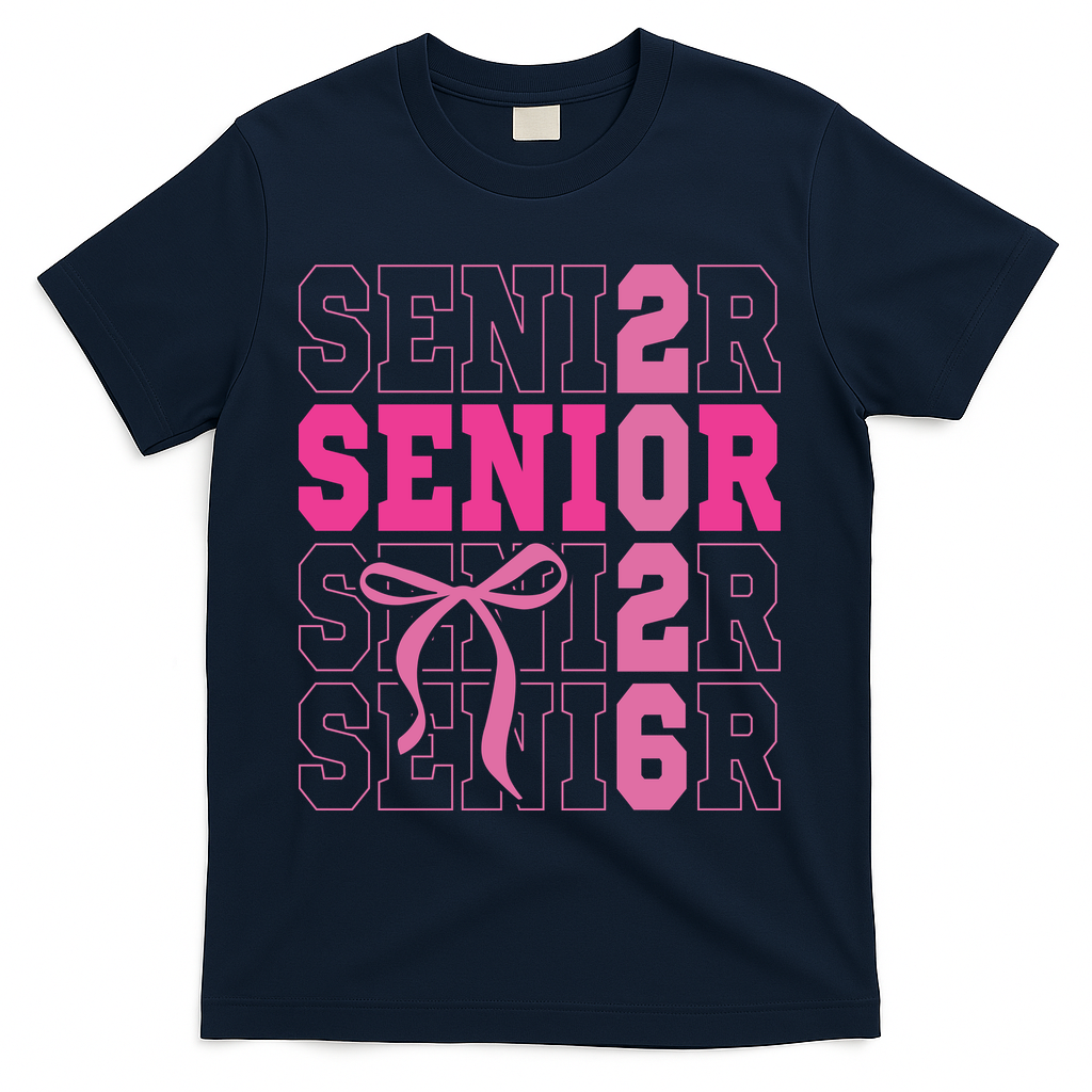 Senior 2026 Coquette T-Shirt - Navy