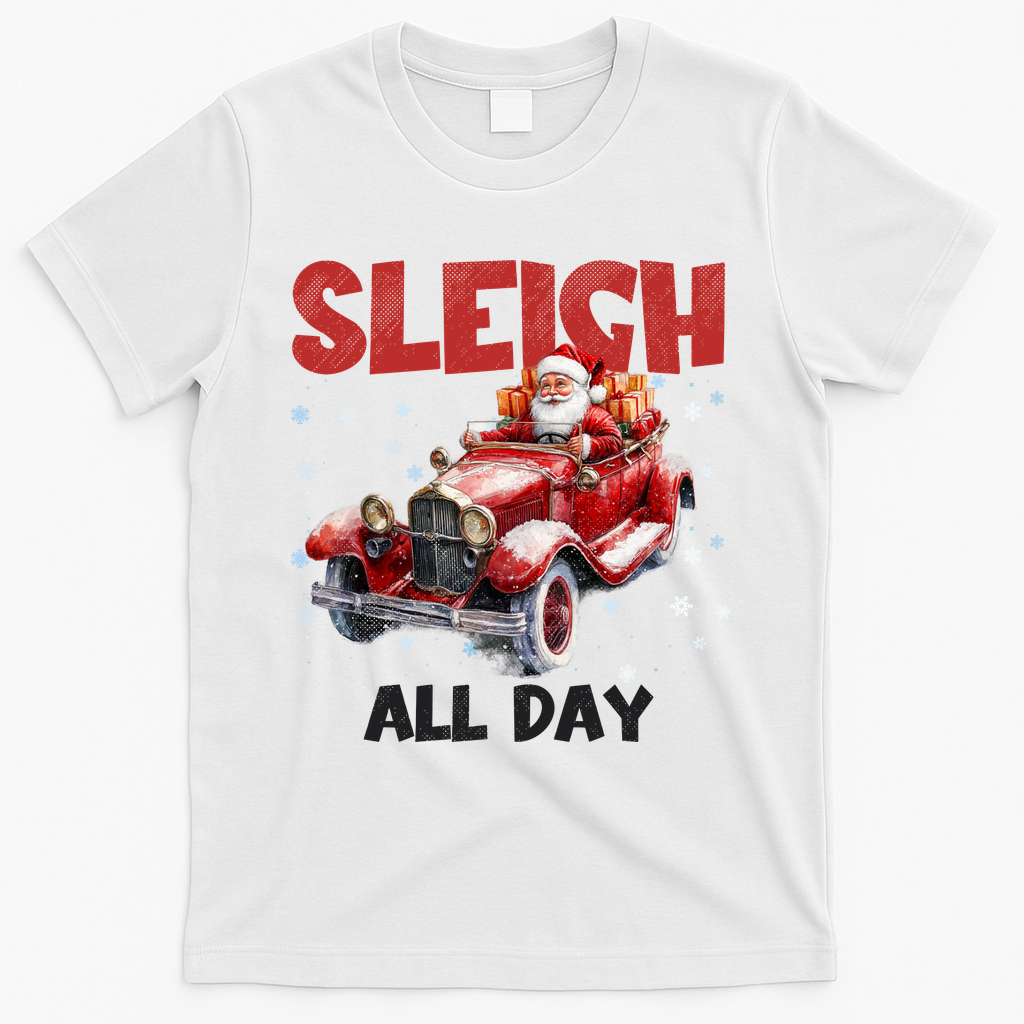 Sleigh All Day Vintage Christmas T-Shirt - White