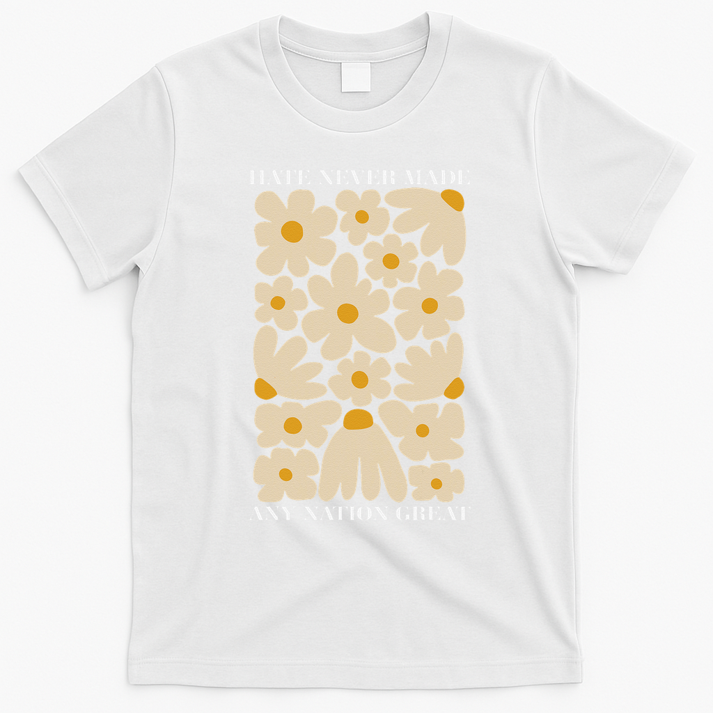 Subtle Anti-Trump Retro Boho Floral Feminist Resist Protest T-Shirt - White