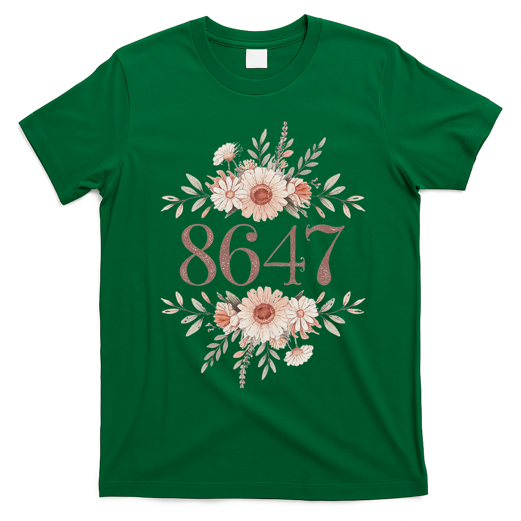 Subtle Anti Trump 8647 Flower Floral Boho President Liberal T-Shirt - Irish Green