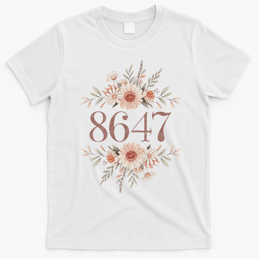 Subtle Anti Trump 8647 Flower Floral Boho President Liberal T-Shirt - White