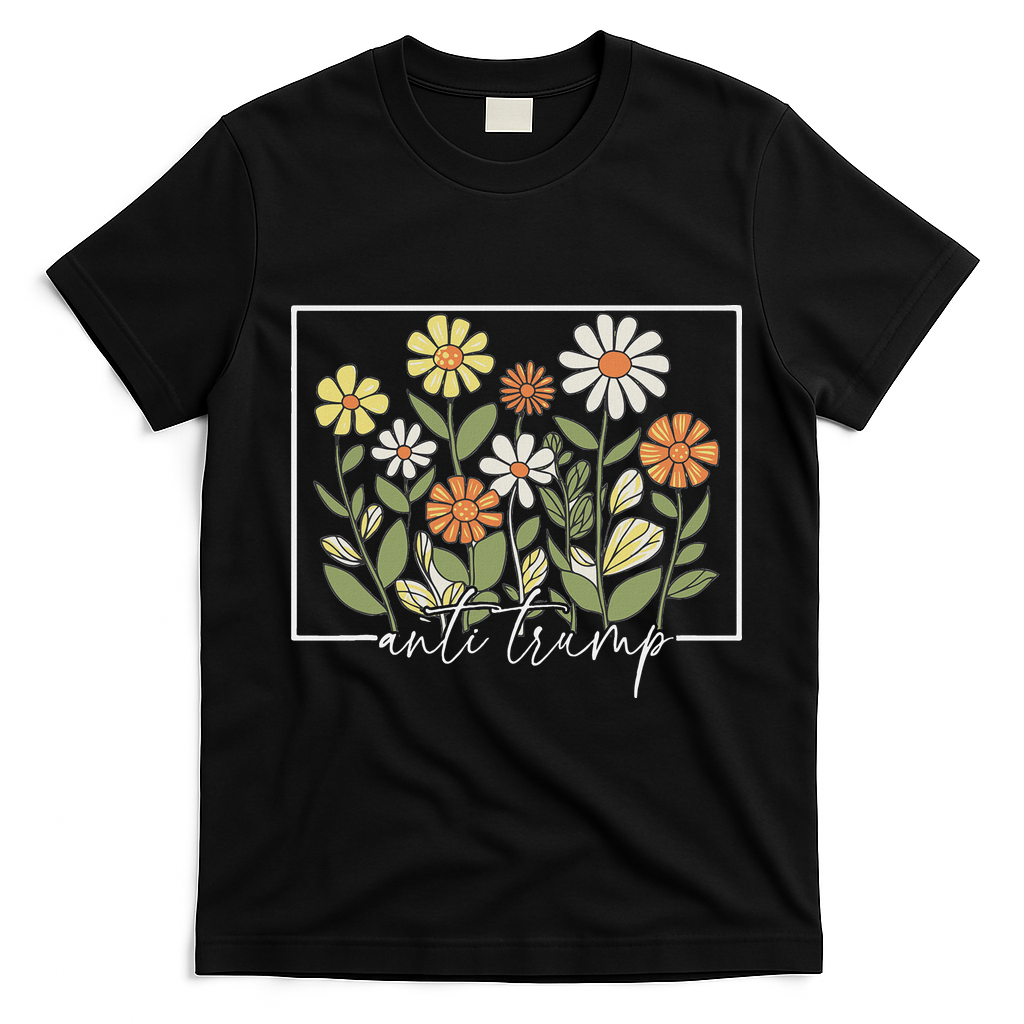 Subtle Anti Trump Floral Flower Democrat President Liberal T-Shirt - Black