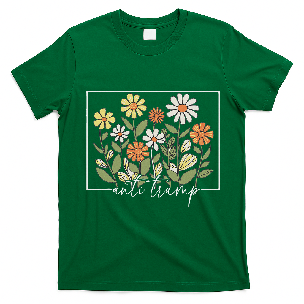 Subtle Anti Trump Floral Flower Democrat President Liberal T-Shirt - Irish Green