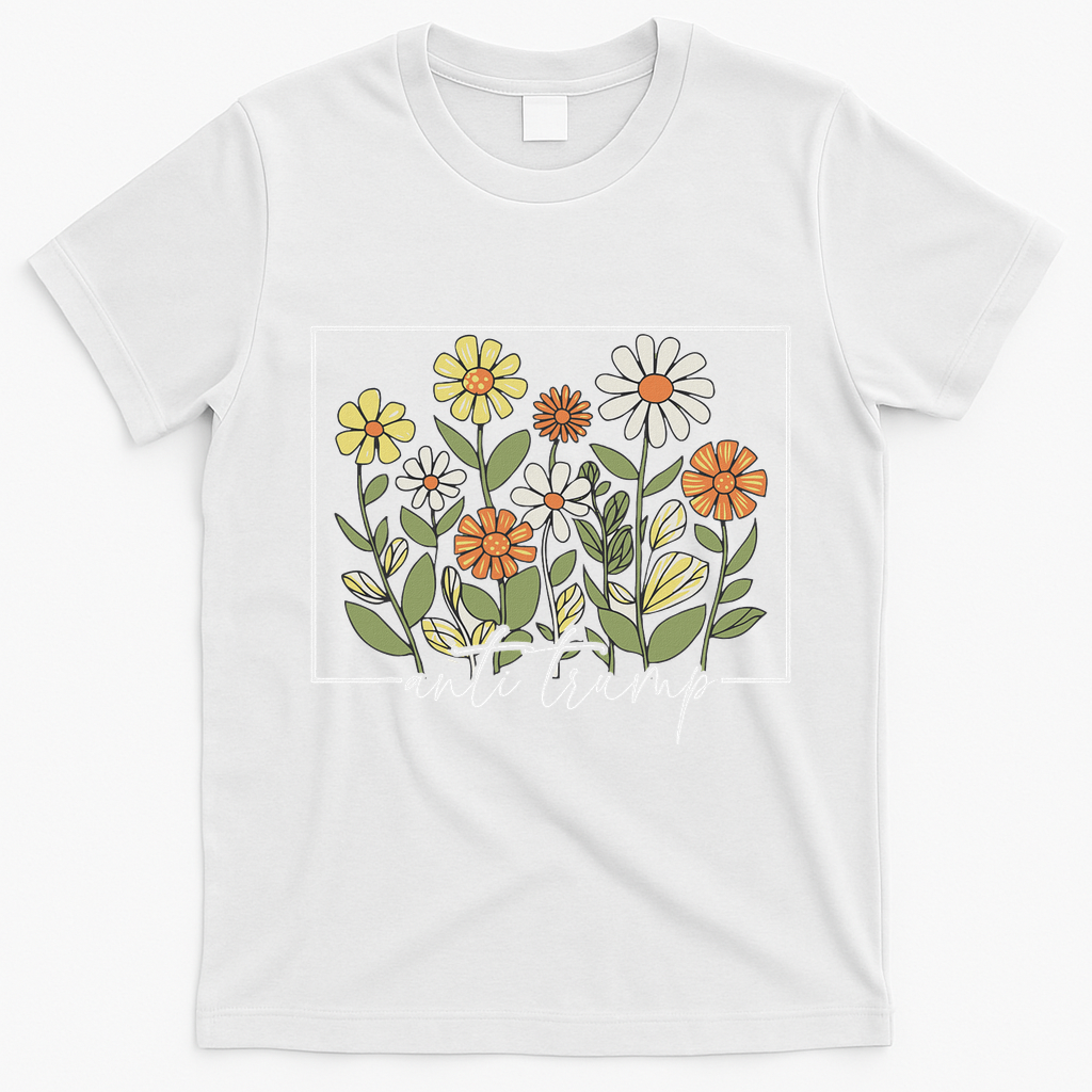 Subtle Anti Trump Floral Flower Democrat President Liberal T-Shirt - White