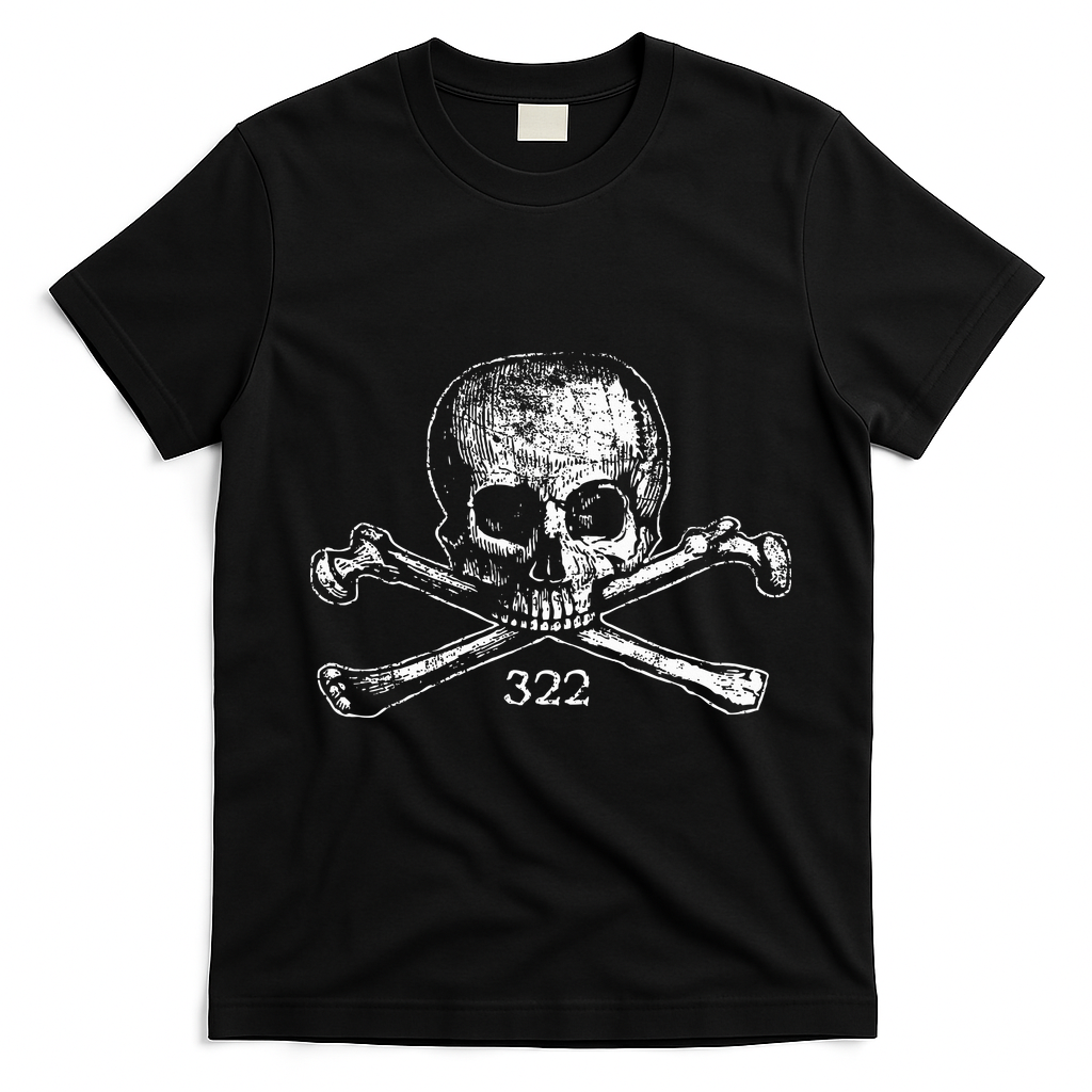 Skull & Bones 322 Distressed Skull And Crossbones T-Shirt - Black