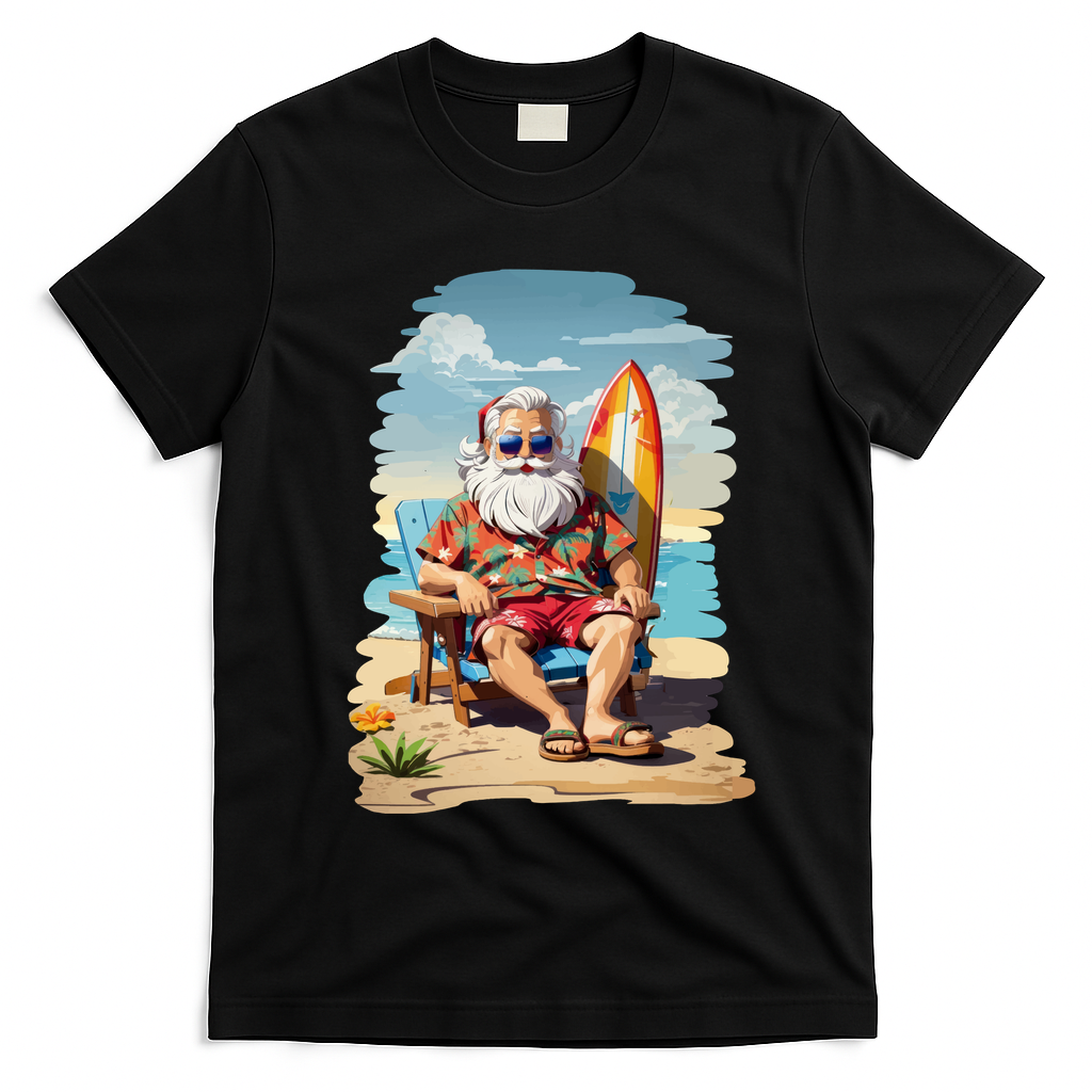 Santa Beach Bum T-Shirt - Black