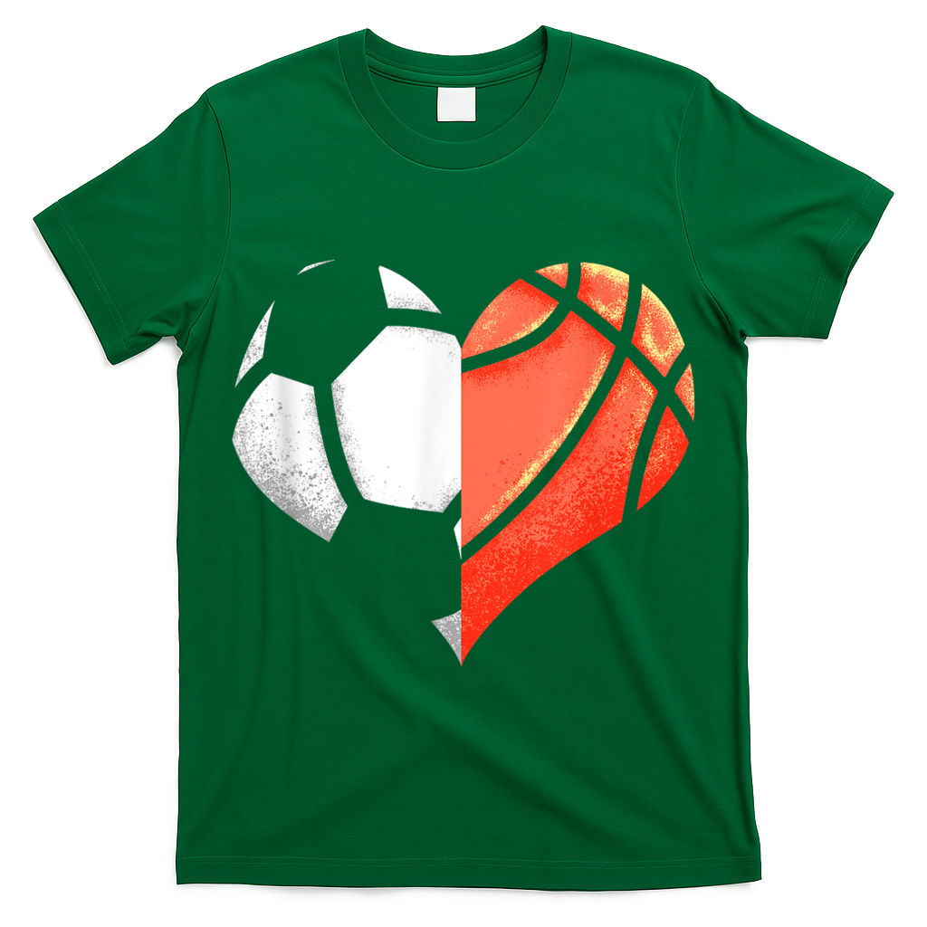 Soccer Basketball Ball Heart Football Valentines Day T-Shirt