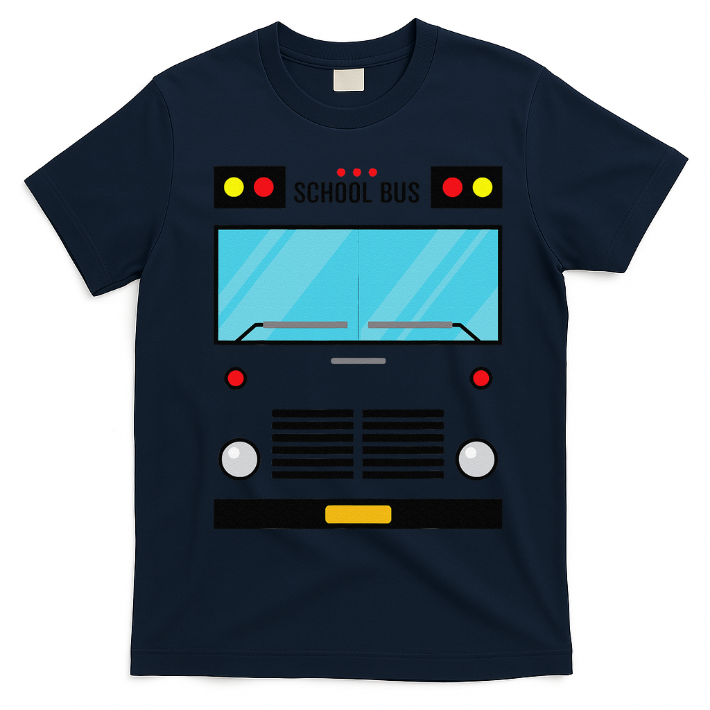 School Bus Costume Simple Halloween Costume Easy Oufit T-Shirt - Navy Blue
